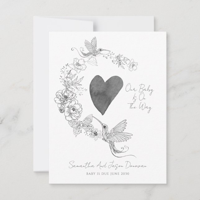 Illustrierte Herzkranzschwangerschaft Ankündigung (Vorderseite)