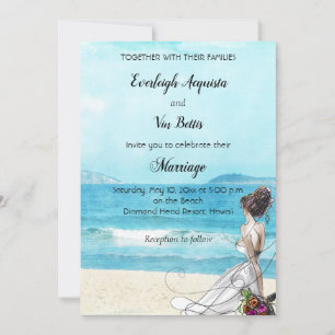 Illustrierte Hochzeit in Urlaubsort Einladung