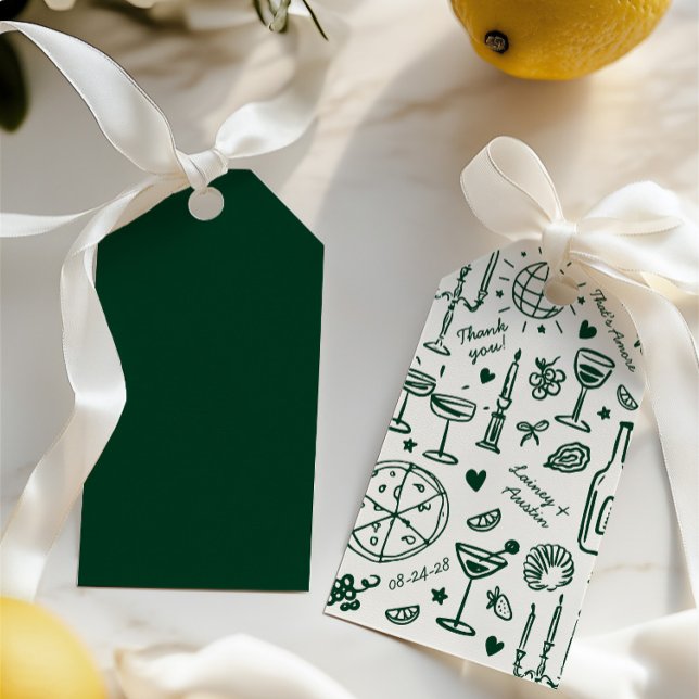 Illustrierte Hochzeit von Hand Gezeichnet Begrüßun Geschenkanhänger (Hand-Drawn Illustrated Wedding Welcome Gift Tags)