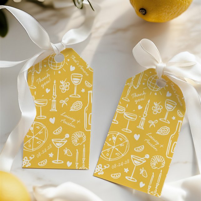 Illustrierte Hochzeit von Hand Gezeichnet Begrüßun Geschenkanhänger (Hand-Drawn Illustrated Wedding Welcome Gift Tags)