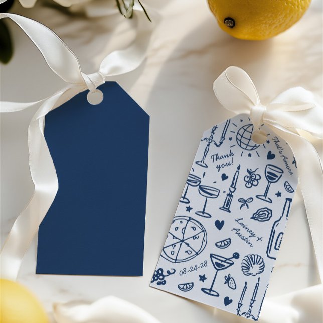 Illustrierte Hochzeit von Hand Gezeichnet Begrüßun Geschenkanhänger (Hand-Drawn Illustrated Wedding Welcome Gift Tags)