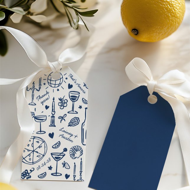 Illustrierte Hochzeit von Hand Gezeichnet Vielen D Geschenkanhänger (Hand-Drawn Illustrated Wedding Thank You Gift Tags)