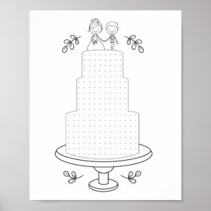 Illustrierte Hochzeitsaktivität Punkt-Spiel Poster
