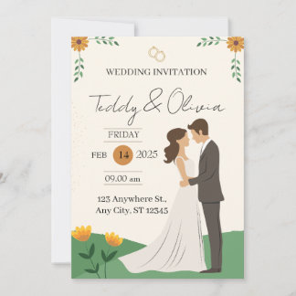 Illustrierte Hochzeitseinladungskarte für Paare mi Save The Date