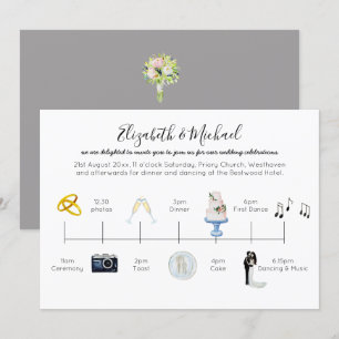 Illustrierte Hochzeitvorbereitung - Ikonen Spaß Einladung