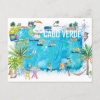 Illustrierte Insel-Reisekarte Cabo Verde