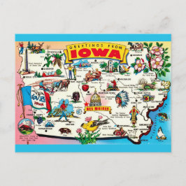 Illustrierte Iowa-Karte Postkarte