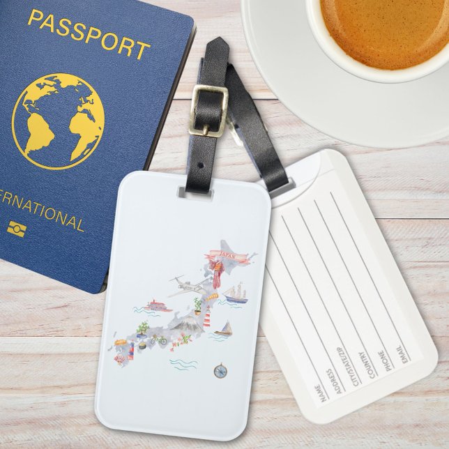 Illustrierte Japan-Karte Gepäckanhänger (In situ)