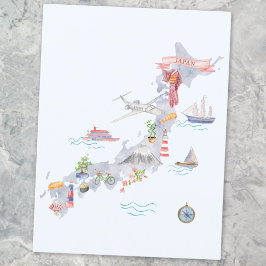 Illustrierte Japan-Karte Postkarte