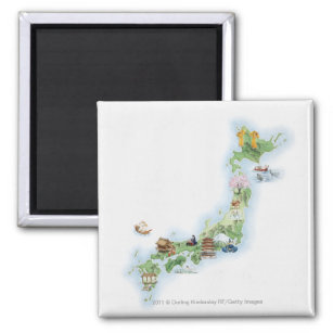 Illustrierte japanische Landkarte Magnet
