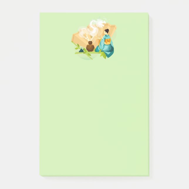 Illustrierte japanische Teezeremonie, Drache Post-it Klebezettel (Vorderseite)