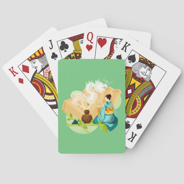Illustrierte japanische Teezeremonie, Drache Spielkarten (Rückseite)