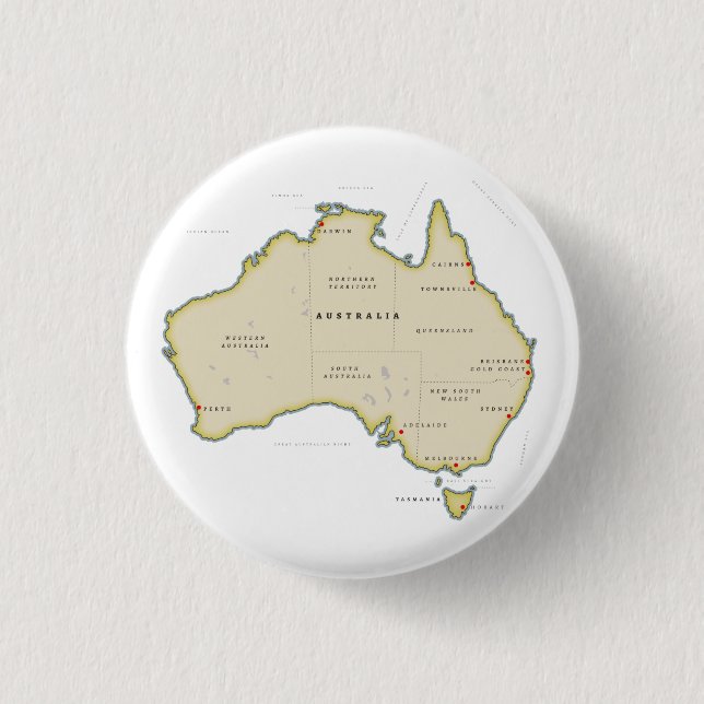 Illustrierte Karte Australiens Button (Vorderseite)
