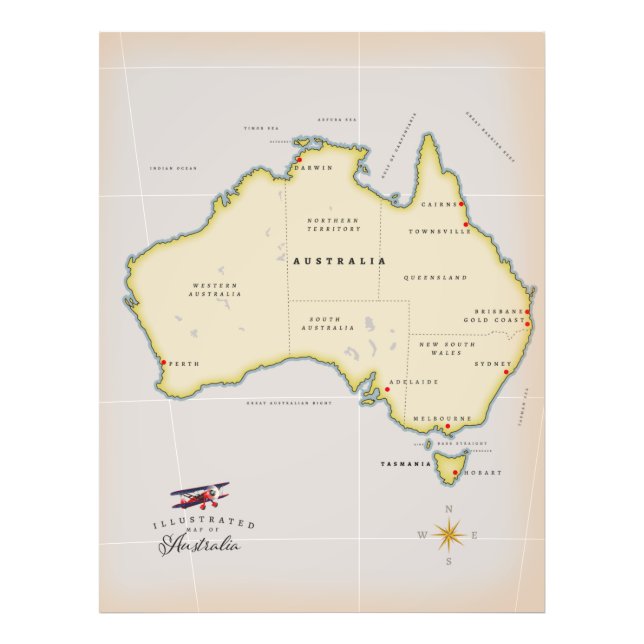 Illustrierte Karte Australiens Fotodruck (Vorne)