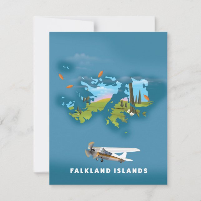 Illustrierte Karte der Falklandinseln (Vorderseite)