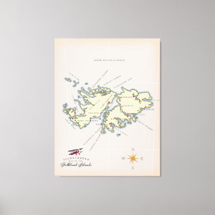 Illustrierte Karte der Falklandinseln. Leinwanddruck