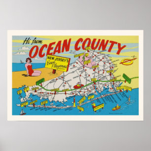 Illustrierte Karte der Jersey Shore Poster