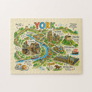 Illustrierte Karte des historischen Stadtabenteuer Puzzle