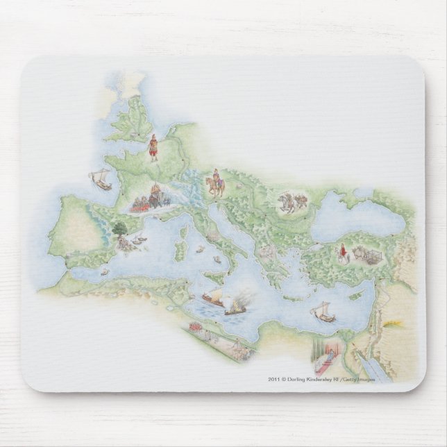 Illustrierte Karte des römischen Reiches Mousepad (Vorne)