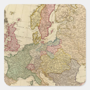 Illustrierte Karte Europas Quadratischer Aufkleber