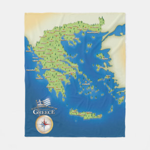 Illustrierte Karte Griechenlands. Fleecedecke