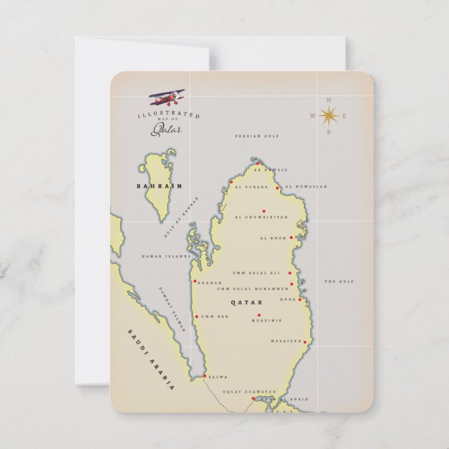 Illustrierte Karte Katars (Rückseite)