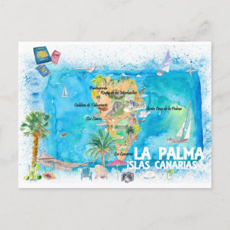 Illustrierte Karte La Palma mit Straßen