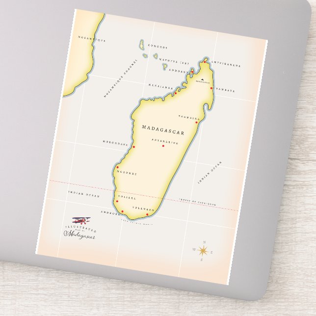 Illustrierte Karte Madagaskars Aufkleber (Detail)