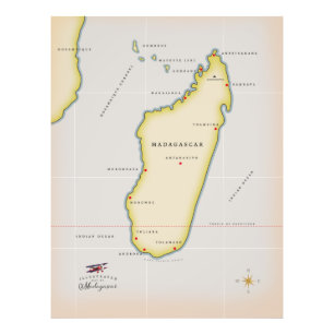 Illustrierte Karte Madagaskars Fotodruck
