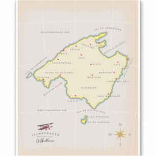 Illustrierte Karte Mallorcas Aufkleber