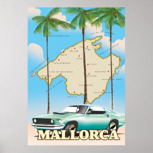 Illustrierte Karte Mallorcas Poster