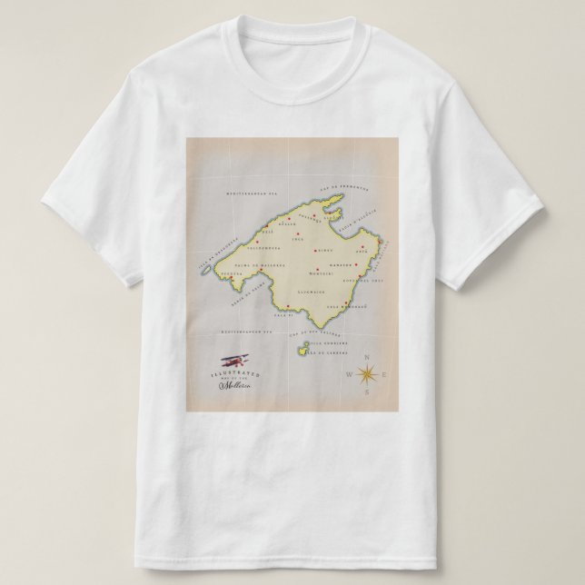 Illustrierte Karte Mallorcas T-Shirt (Design vorne)