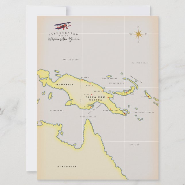 Illustrierte Karte Papua Neuer Guinea (Rückseite)