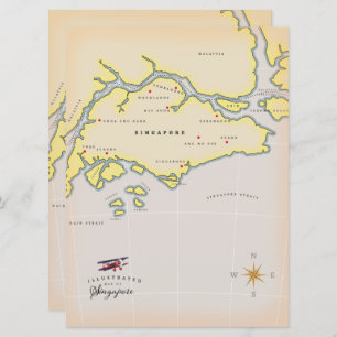 Illustrierte Karte Singapurs