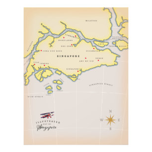 Illustrierte Karte Singapurs Fotodruck