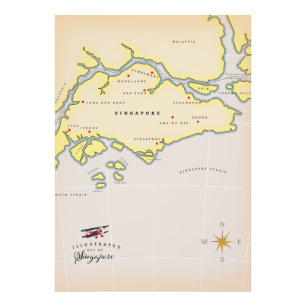 Illustrierte Karte Singapurs Fotodruck