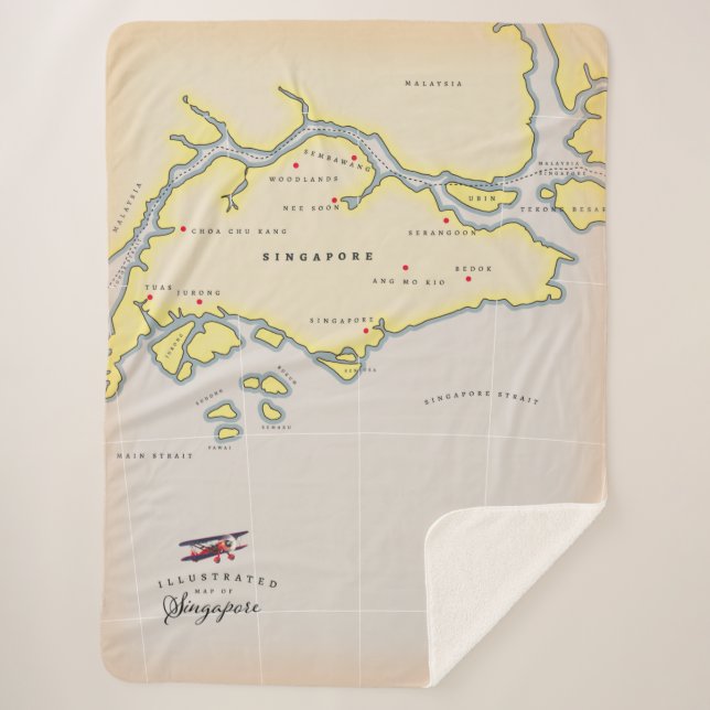 Illustrierte Karte Singapurs Sherpadecke (Vorderseite)