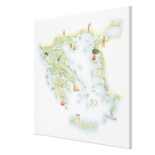 Illustrierte Karte von altem Griechenland Leinwanddruck