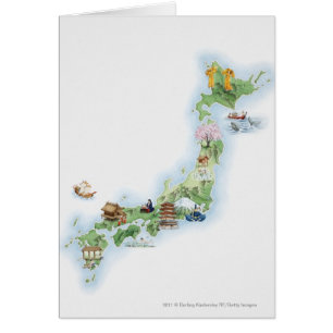 Illustrierte Karte von altem Japan