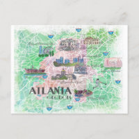 Illustrierte Karte von Atlanta Georgia USA
