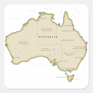 Illustrierte Karte von Australien Quadratischer Aufkleber