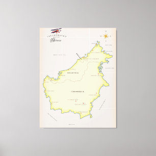 Illustrierte Karte von Borneo Leinwanddruck
