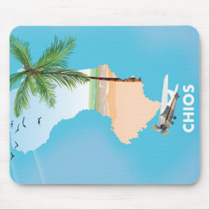 Illustrierte Karte von Chios Griechenland. Mousepad