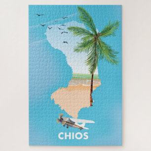 Illustrierte Karte von Chios Griechenland. Puzzle