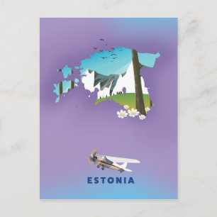 Illustrierte Karte von Estland Touristenposter