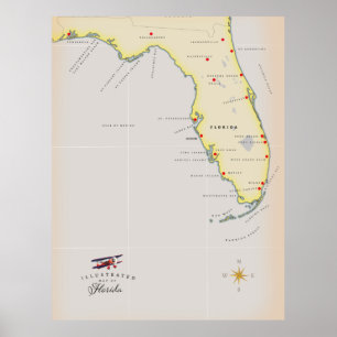 Illustrierte Karte von Florida Poster