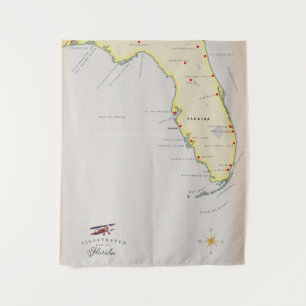 Illustrierte Karte von Florida Wandteppich