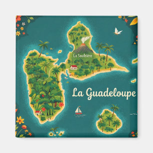 Illustrierte Karte von Guadeloupe – Tropische Inse Magnet