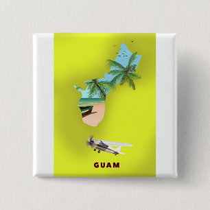 Illustrierte Karte von Guam als Reiseposter Button
