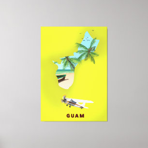 Illustrierte Karte von Guam als Reiseposter Leinwanddruck